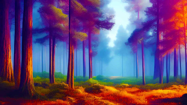 Malen nach Zahlen - Waldlichtung im Nebel - hochwertige Leinwand - Horizontal, Wald