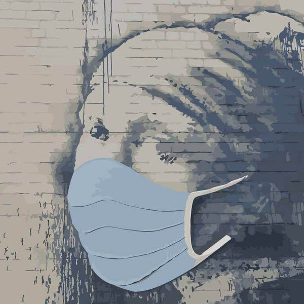 Frau mit Mundschutz - Banksy - hochwertige Leinwand - 3fuer2, exclude, horizontal, Mittel, Streetart