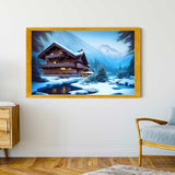 Malen nach Zahlen - Urlaubshaus, Schneelandschaft - hochwertige Leinwand - Horizontal, Winter