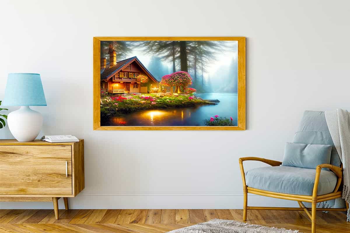 Malen nach Zahlen - Romantisches Häuschen am See - hochwertige Leinwand - Horizontal, Landschaft, See