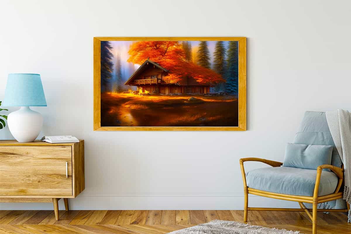 Malen nach Zahlen - Waldherbsthäuschen - hochwertige Leinwand - Herbst, Horizontal, Landschaft