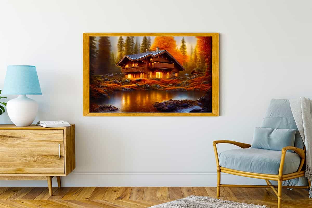 Malen nach Zahlen - Idyllisches Waldschlösschen - hochwertige Leinwand - Herbst, Horizontal, Landschaft