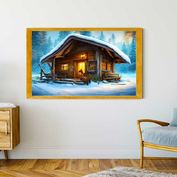 Malen nach Zahlen - Winterhäuschen - hochwertige Leinwand - Horizontal, Winter