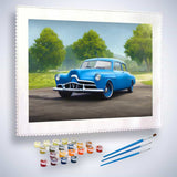 Malen nach Zahlen - Old Blue - hochwertige Leinwand - Auto, Horizontal, Oldtimer