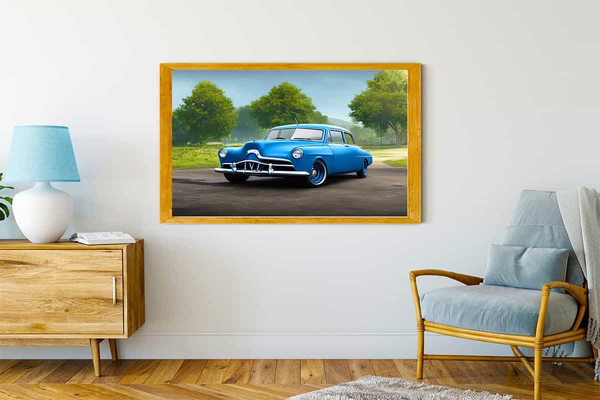 Malen nach Zahlen - Old Blue - hochwertige Leinwand - Auto, Horizontal, Oldtimer