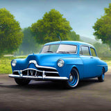 Malen nach Zahlen - Old Blue - hochwertige Leinwand - Auto, Horizontal, Oldtimer