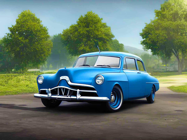 Malen nach Zahlen - Old Blue - hochwertige Leinwand - Auto, Horizontal, Oldtimer