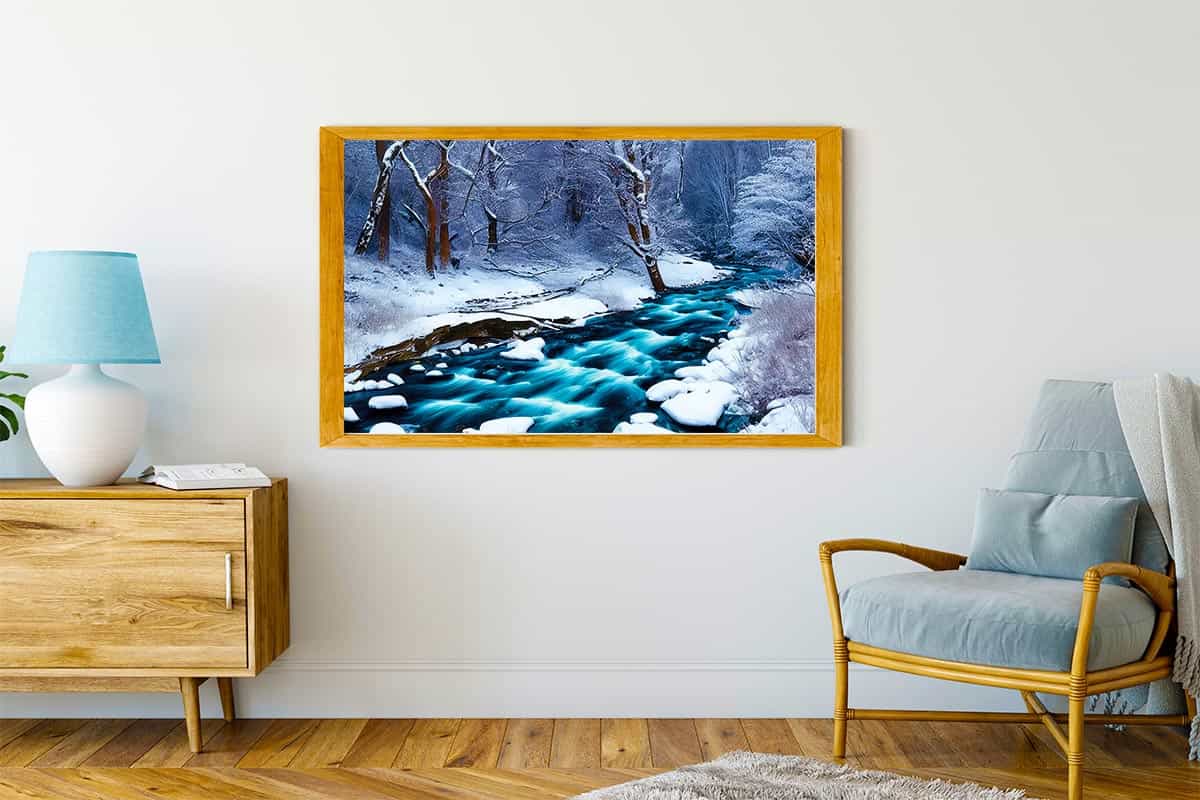 Malen nach Zahlen - Eisbach - hochwertige Leinwand - Fluss, Horizontal, Winter