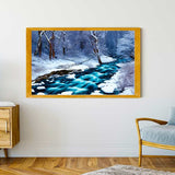 Malen nach Zahlen - Eisbach - hochwertige Leinwand - Fluss, Horizontal, Winter