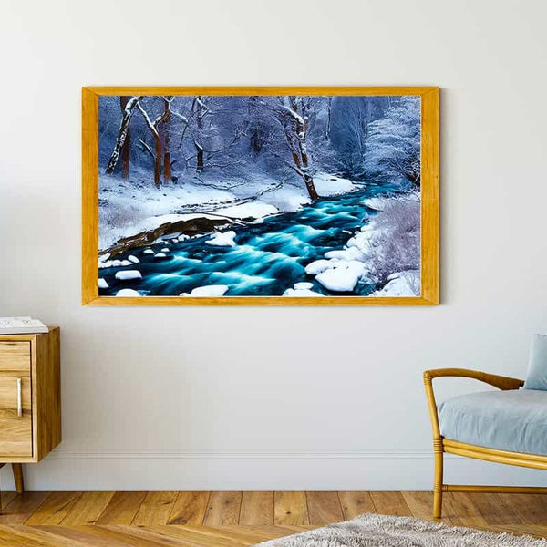 Malen nach Zahlen - Eisbach - hochwertige Leinwand - Fluss, Horizontal, Winter