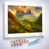 Malen nach Zahlen - Berge und Wolken - hochwertige Leinwand - Berge, Horizontal, Landschaft