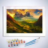 Malen nach Zahlen - Berge und Wolken - hochwertige Leinwand - Berge, Horizontal, Landschaft