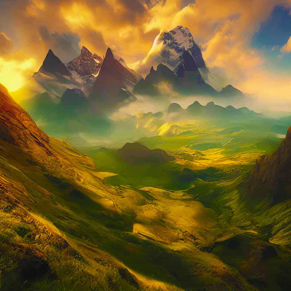 Malen nach Zahlen - Berge und Wolken - hochwertige Leinwand - Berge, Horizontal, Landschaft