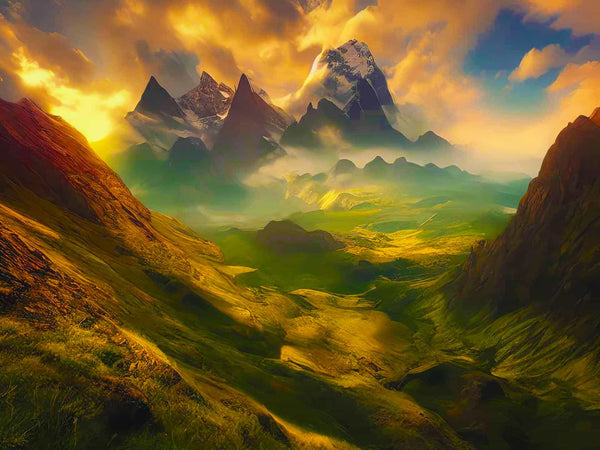 Malen nach Zahlen - Berge und Wolken - hochwertige Leinwand - Berge, Horizontal, Landschaft