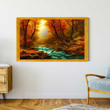 Malen nach Zahlen - Wilder Fluss im Herbst - hochwertige Leinwand - Fluss, Horizontal, Landschaft, Wald