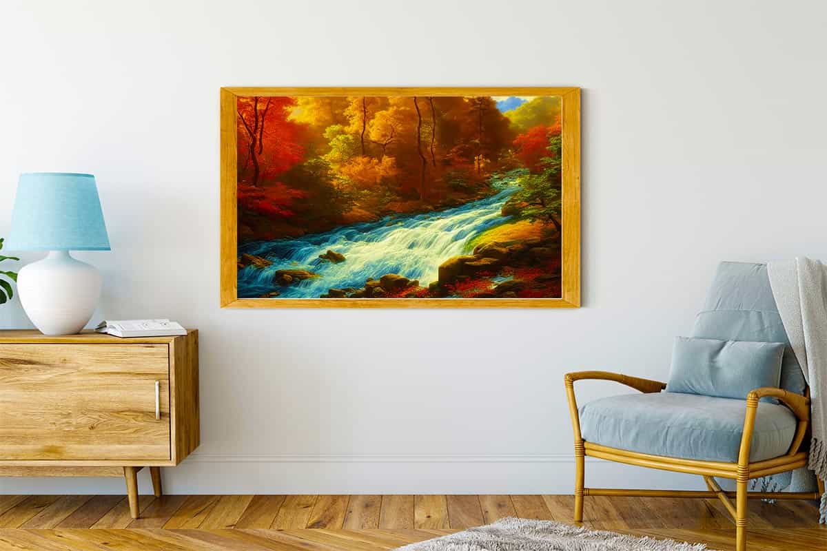 Malen nach Zahlen - Reißender Fluss im Wald - hochwertige Leinwand - Fluss, Horizontal, Landschaft, Wald