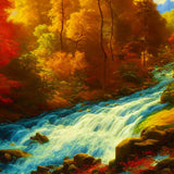 Malen nach Zahlen - Reißender Fluss im Wald - hochwertige Leinwand - Fluss, Horizontal, Landschaft, Wald