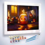 Malen nach Zahlen - Kürbisbande - hochwertige Leinwand - Halloween, Horizontal