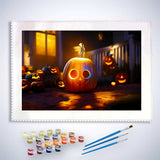 Malen nach Zahlen - Kürbisbande - hochwertige Leinwand - Halloween, Horizontal