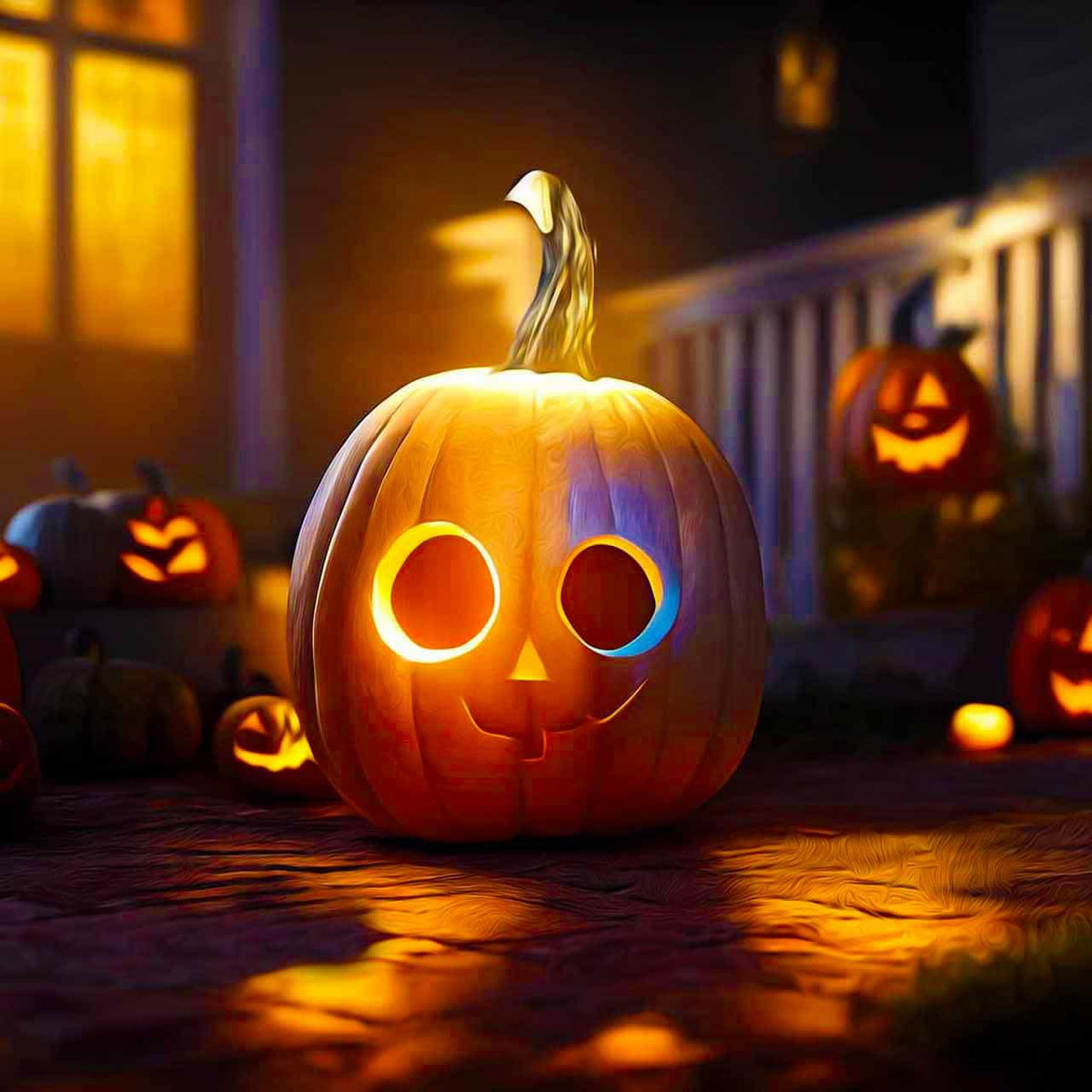 Malen nach Zahlen - Kürbisbande - hochwertige Leinwand - Halloween, Horizontal