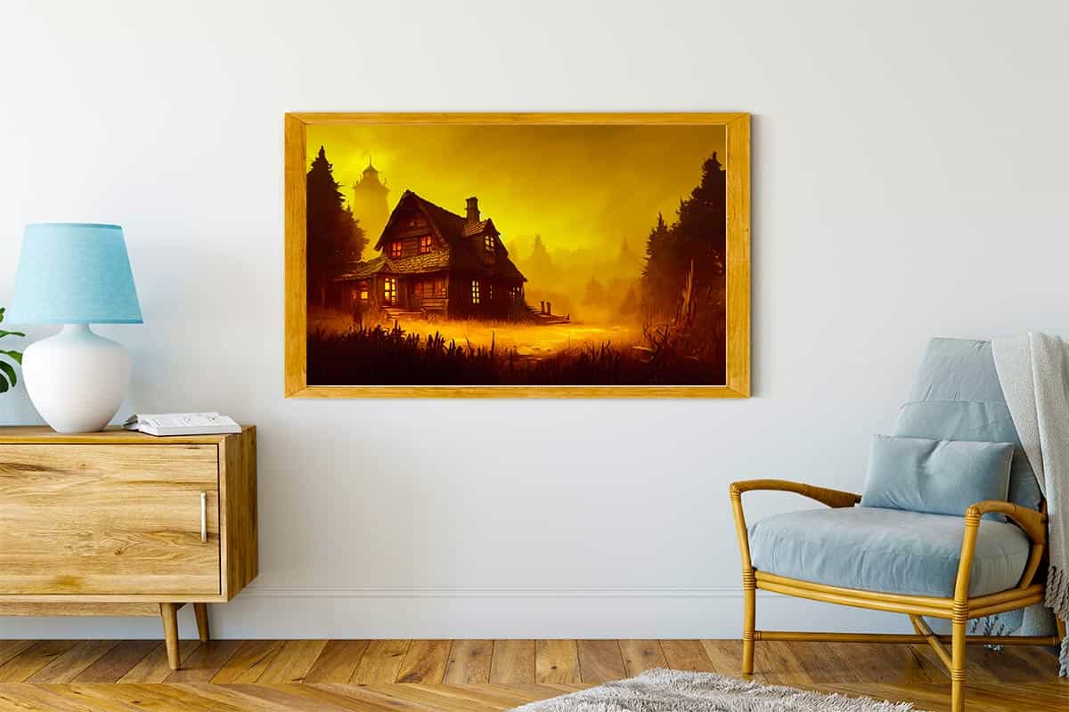 Malen nach Zahlen - Mystisches Haus - hochwertige Leinwand - Halloween, Horizontal, Landschaft