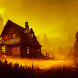 Malen nach Zahlen - Mystisches Haus - hochwertige Leinwand - Halloween, Horizontal, Landschaft