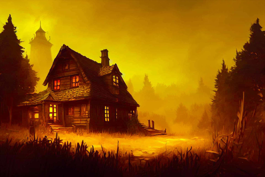 Malen nach Zahlen - Mystisches Haus - hochwertige Leinwand - Halloween, Horizontal, Landschaft