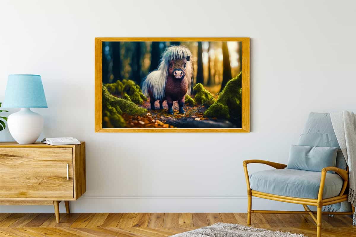 Malen nach Zahlen - Kleines Pony im Wald - hochwertige Leinwand - Horizontal, Pferde, Tiere
