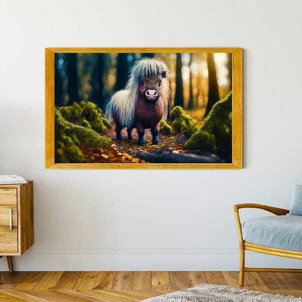 Malen nach Zahlen - Kleines Pony im Wald - hochwertige Leinwand - Horizontal, Pferde, Tiere