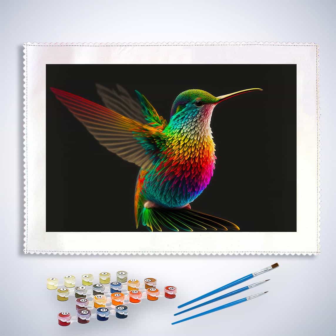 Malen nach Zahlen - Regenbogenkolibri - hochwertige Leinwand - Horizontal, Kolibri, Tiere, Vögel