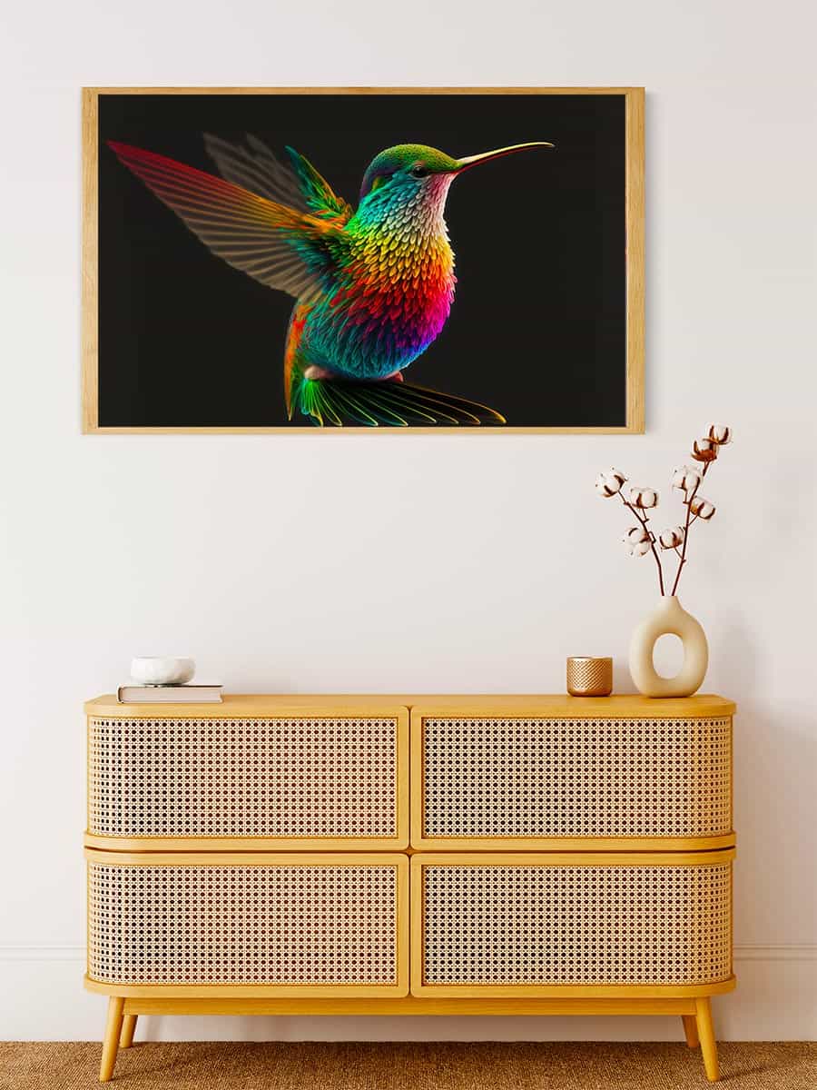 Malen nach Zahlen - Regenbogenkolibri - hochwertige Leinwand - Horizontal, Kolibri, Tiere, Vögel