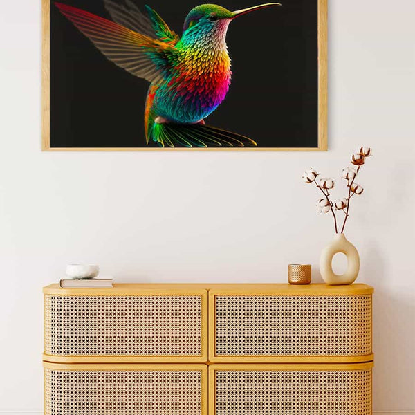 Malen nach Zahlen - Regenbogenkolibri - hochwertige Leinwand - Horizontal, Kolibri, Tiere, Vögel