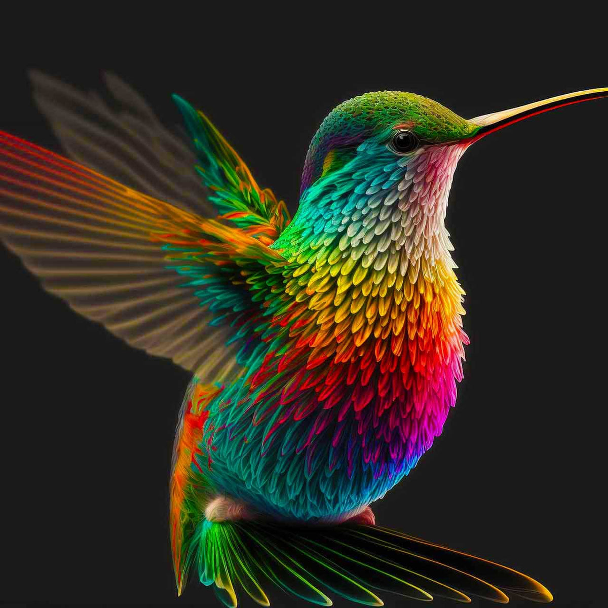 Malen nach Zahlen - Regenbogenkolibri - hochwertige Leinwand - Horizontal, Kolibri, Tiere, Vögel
