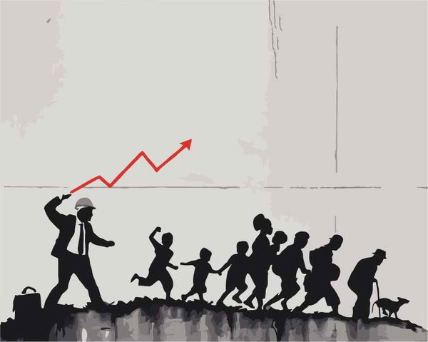 Kapitalgetrieben - Banksy - hochwertige Leinwand - 3fuer2, Einfach, exclude, horizontal, Streetart