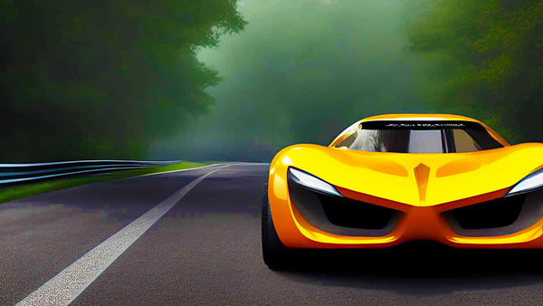 Malen nach Zahlen - Rasante Fahrt in Gelb - hochwertige Leinwand - Auto, Horizontal