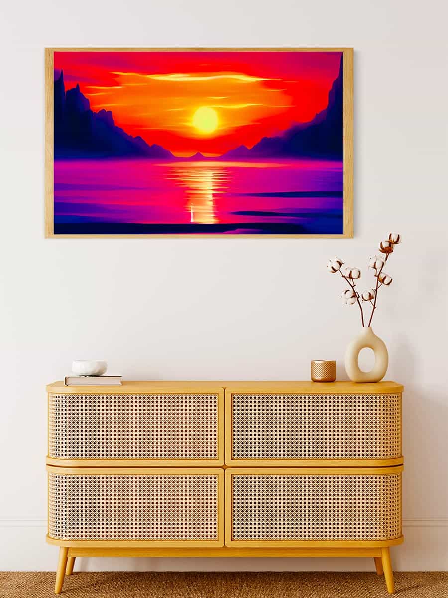 Malen nach Zahlen - Berge Meer und Sonnenaufgang - hochwertige Leinwand - Berge, Horizontal, Meer