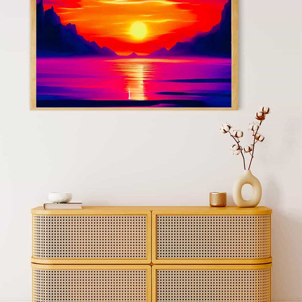 Malen nach Zahlen - Berge Meer und Sonnenaufgang - hochwertige Leinwand - Berge, Horizontal, Meer