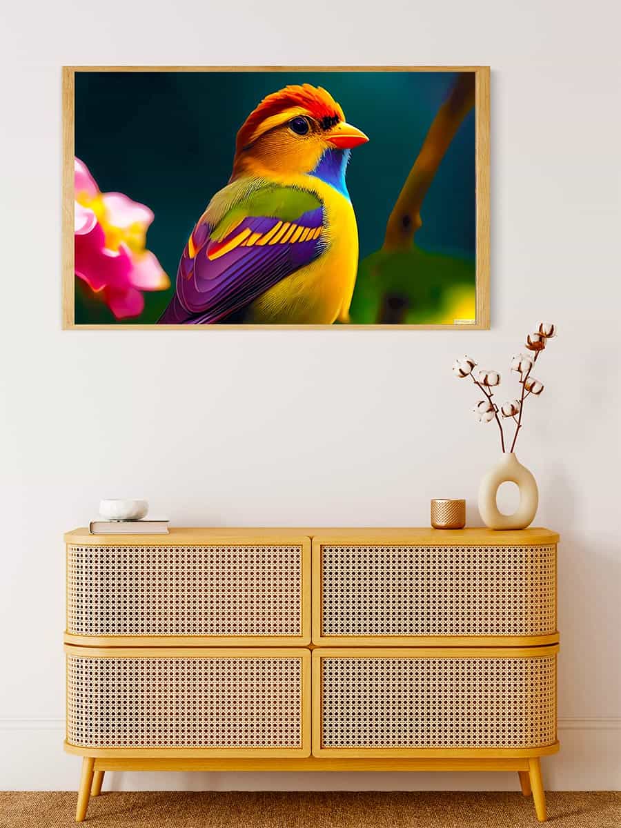 Malen nach Zahlen - Bunter Vogel mit Irokesenschnitt - hochwertige Leinwand - Horizontal, Tiere, Vögel