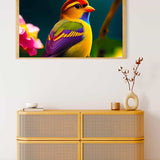 Malen nach Zahlen - Bunter Vogel mit Irokesenschnitt - hochwertige Leinwand - Horizontal, Tiere, Vögel