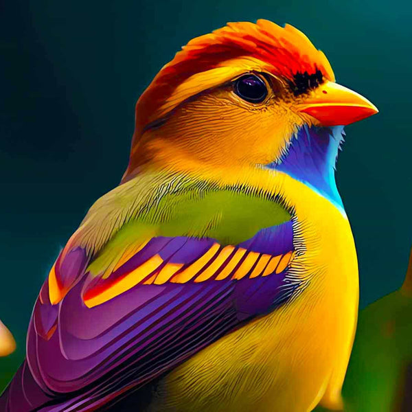 Malen nach Zahlen - Bunter Vogel mit Irokesenschnitt - hochwertige Leinwand - Horizontal, Tiere, Vögel