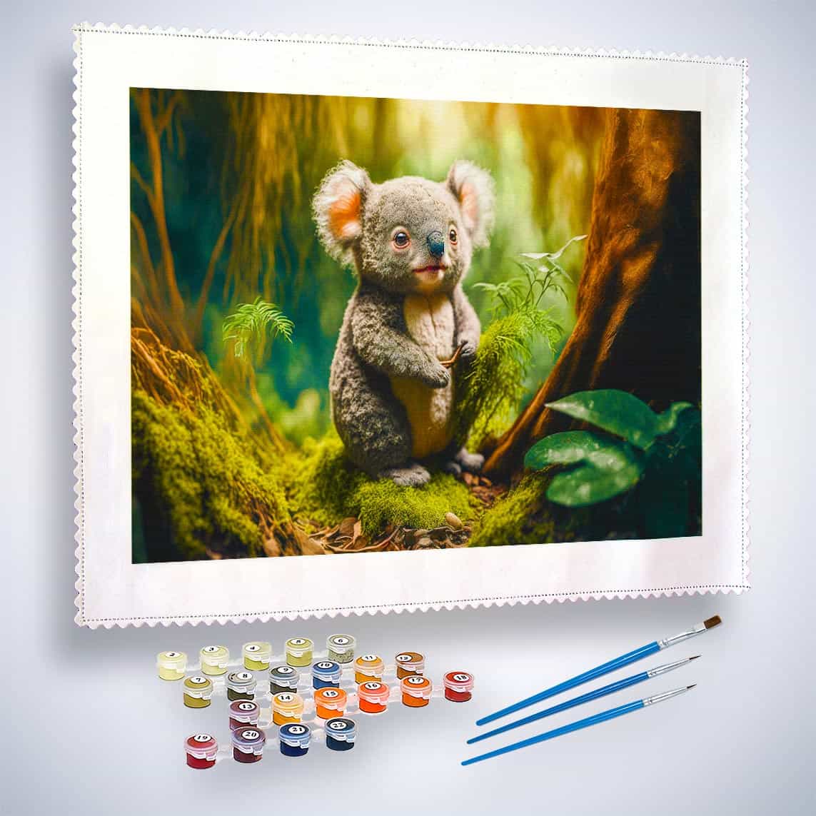 Malen nach Zahlen - Koalabär im Wald - hochwertige Leinwand - Bär, Horizontal, Koala, Tiere