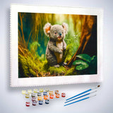 Malen nach Zahlen - Koalabär im Wald - hochwertige Leinwand - Bär, Horizontal, Koala, Tiere