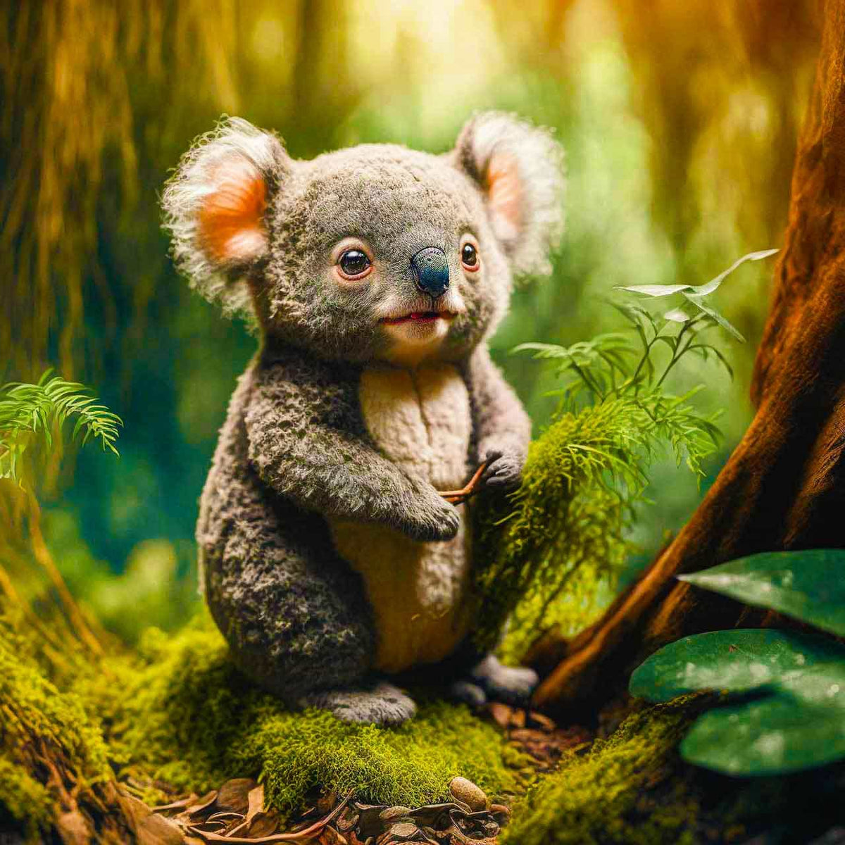 Malen nach Zahlen - Koalabär im Wald - hochwertige Leinwand - Bär, Horizontal, Koala, Tiere