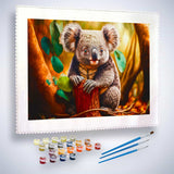 Malen nach Zahlen - Koalabär auf Waldboden - hochwertige Leinwand - Bär, Horizontal, Koala, Tiere