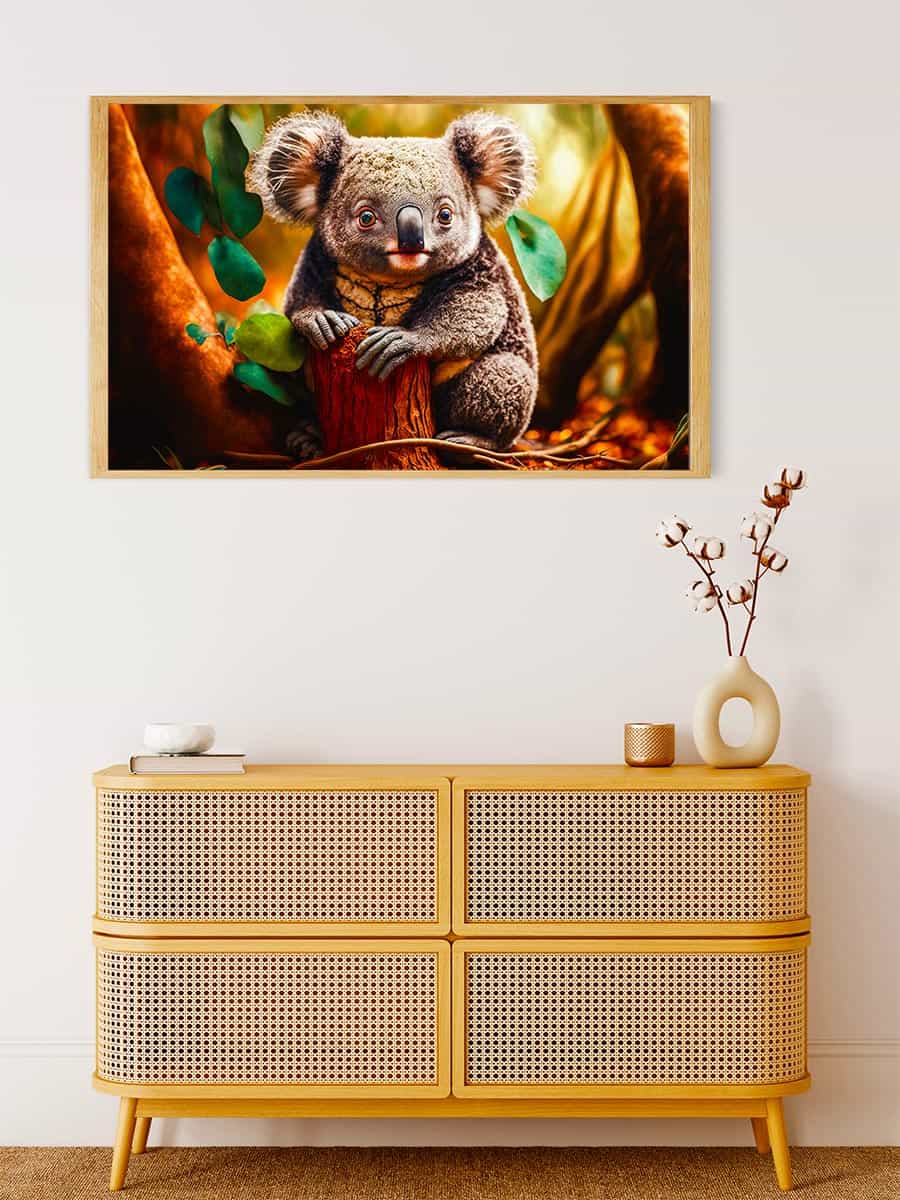 Malen nach Zahlen - Koalabär auf Waldboden - hochwertige Leinwand - Bär, Horizontal, Koala, Tiere