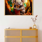 Malen nach Zahlen - Koalabär auf Waldboden - hochwertige Leinwand - Bär, Horizontal, Koala, Tiere