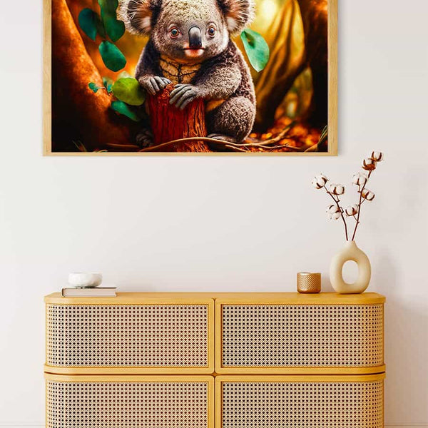 Malen nach Zahlen - Koalabär auf Waldboden - hochwertige Leinwand - Bär, Horizontal, Koala, Tiere
