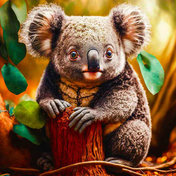 Malen nach Zahlen - Koalabär auf Waldboden - hochwertige Leinwand - Bär, Horizontal, Koala, Tiere