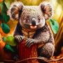 Malen nach Zahlen - Koalabär auf Waldboden - hochwertige Leinwand - Bär, Horizontal, Koala, Tiere