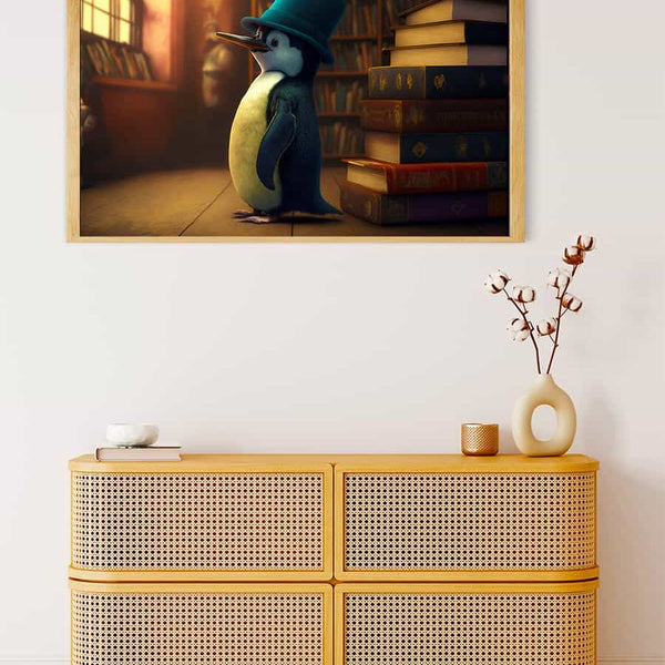 Malen nach Zahlen - Pinguin mit Hut - hochwertige Leinwand - Horizontal, Pinguin, Tiere